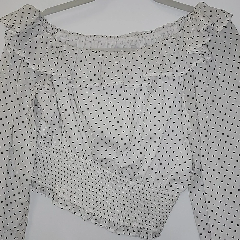 Revolve Majorelle Tate Smocked Long Sleeve Polkadotz Puff Sleeve CottageTop Sz S - Picture 4 of 16